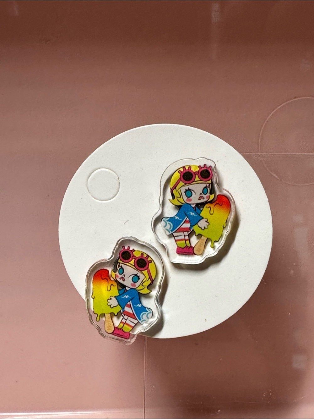 Cute Cartoon Girl Popsicle Earrings - Yellow & Multicolor
